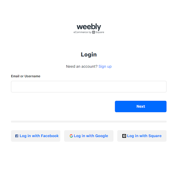 Weebly login page